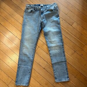Todd Snyder Slim Fit Jeans Mens 32x32 Light Wash Blue Denim Suede Patch USA